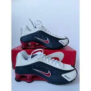Nike Shox R4 White/Midnight Navy-Gym Red Size 6.5Y